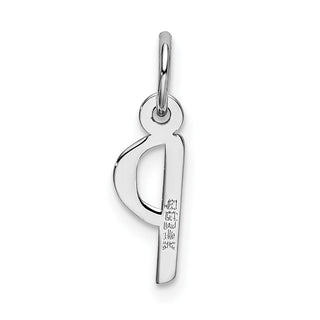 14K White Gold Small Slanted Block Initial P Charm