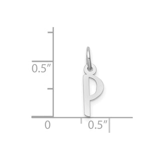 14K White Gold Small Slanted Block Initial P Charm