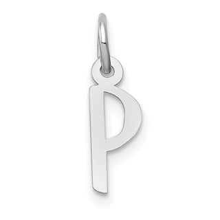 14K White Gold Small Slanted Block Initial P Charm