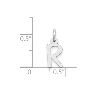 14K White Gold Small Slanted Block Initial R Charm