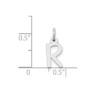 14K White Gold Small Slanted Block Initial R Charm