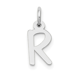 14K White Gold Small Slanted Block Initial R Charm