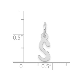 14K White Gold Small Slanted Block Initial S Charm