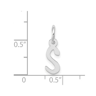 14K White Gold Small Slanted Block Initial S Charm