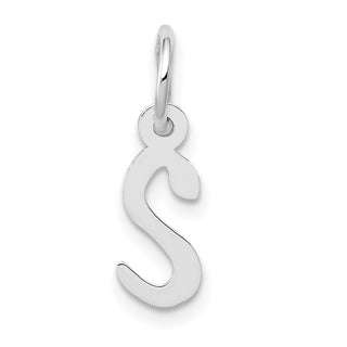 14K White Gold Small Slanted Block Initial S Charm