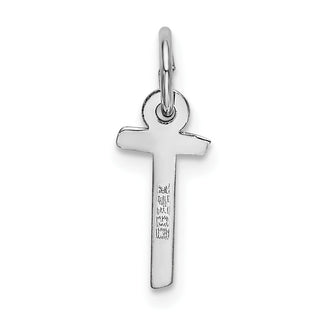 14K White Gold Small Slanted Block Initial T Charm