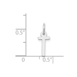 14K White Gold Small Slanted Block Initial T Charm