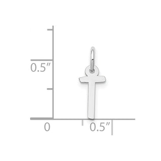 14K White Gold Small Slanted Block Initial T Charm