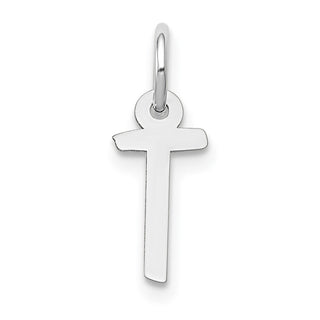 14K White Gold Small Slanted Block Initial T Charm