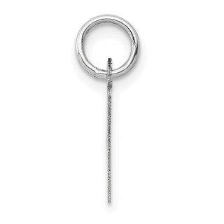 14K White Gold Small Slanted Block Initial V Charm