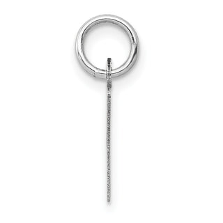 14K White Gold Small Slanted Block Initial V Charm