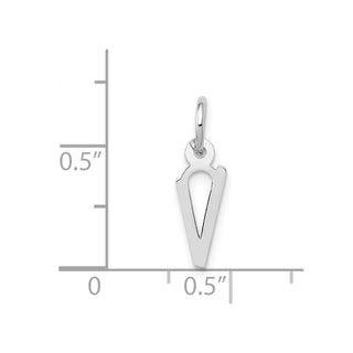 14K White Gold Small Slanted Block Initial V Charm