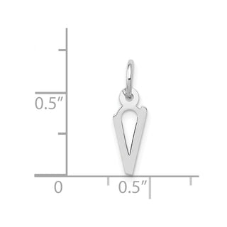 14K White Gold Small Slanted Block Initial V Charm