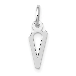 14K White Gold Small Slanted Block Initial V Charm