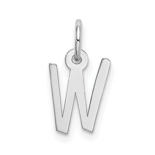 14K White Gold Small Slanted Block Initial W Charm