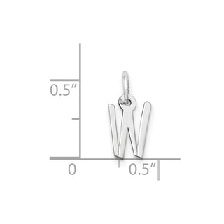 14K White Gold Small Slanted Block Initial W Charm