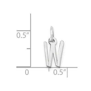 14K White Gold Small Slanted Block Initial W Charm
