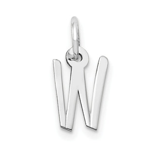 14K White Gold Small Slanted Block Initial W Charm