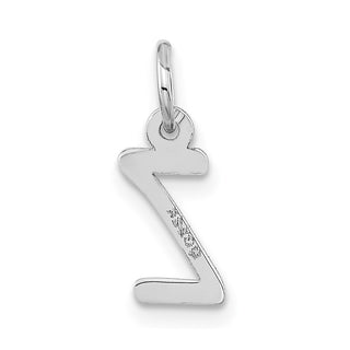 14K White Gold Small Slanted Block Initial Z Charm