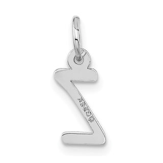 14K White Gold Small Slanted Block Initial Z Charm