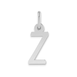 14K White Gold Small Slanted Block Initial Z Charm