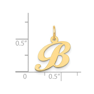 14k Yellow Gold Small Fancy Script Initial B Charm