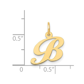 14k Yellow Gold Small Fancy Script Initial B Charm
