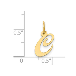 14k Yellow Gold Small Fancy Script Initial C Charm
