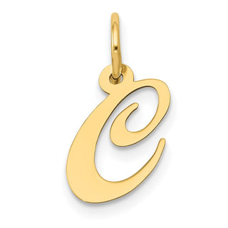 14k Yellow Gold Small Fancy Script Initial C Charm