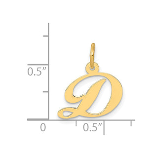 14k Yellow Gold Small Fancy Script Initial D Charm