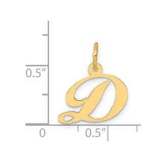 14k Yellow Gold Small Fancy Script Initial D Charm