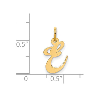 14k Yellow Gold Small Fancy Script Initial E Charm