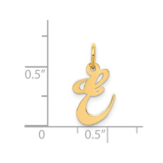 14k Yellow Gold Small Fancy Script Initial E Charm