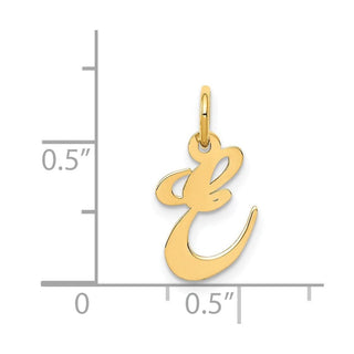 14k Yellow Gold Small Fancy Script Initial E Charm