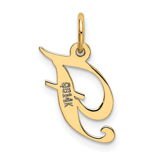 14k Yellow Gold Small Fancy Script Initial F Charm