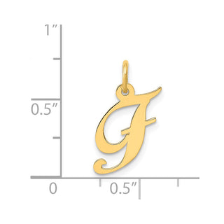 14k Yellow Gold Small Fancy Script Initial F Charm