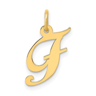 14k Yellow Gold Small Fancy Script Initial F Charm