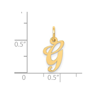 14k Yellow Gold Small Fancy Script Initial G Charm