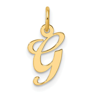 14k Yellow Gold Small Fancy Script Initial G Charm