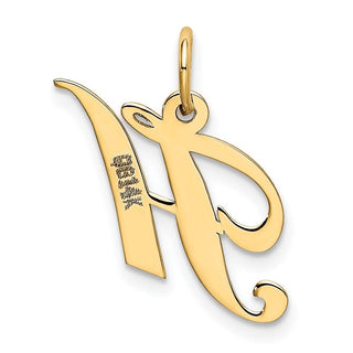 14k Yellow Gold Small Fancy Script Initial H Charm