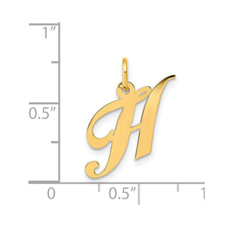 14k Yellow Gold Small Fancy Script Initial H Charm