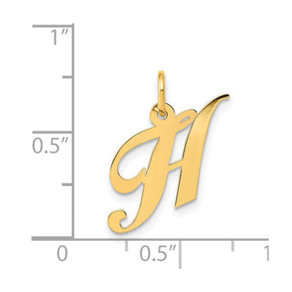 14k Yellow Gold Small Fancy Script Initial H Charm