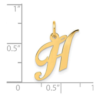 14k Yellow Gold Small Fancy Script Initial H Charm