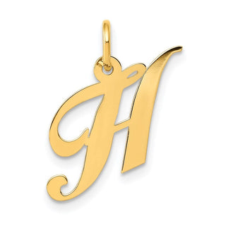 14k Yellow Gold Small Fancy Script Initial H Charm