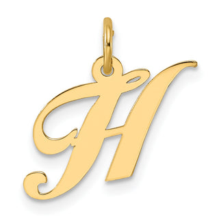 14k Yellow Gold Small Fancy Script Initial H Charm