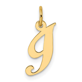 14k Yellow Gold Small Fancy Script Initial I Charm
