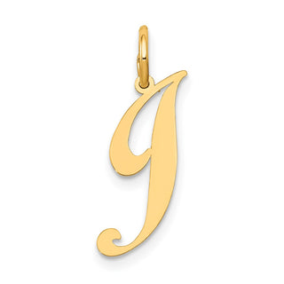 14k Yellow Gold Small Fancy Script Initial J Charm