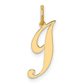 14k Yellow Gold Small Fancy Script Initial J Charm