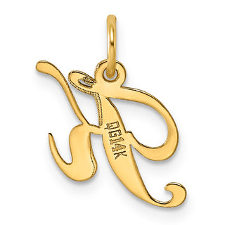 14k Yellow Gold Small Fancy Script Initial K Charm