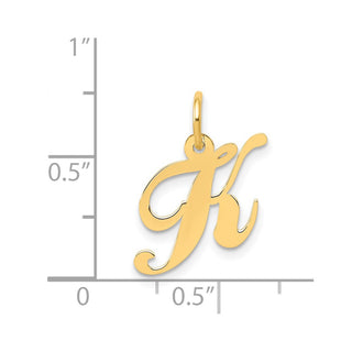 14k Yellow Gold Small Fancy Script Initial K Charm